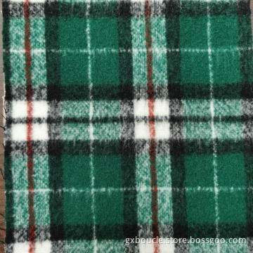 Woolen Boucle fashion Plaid design long brushing fabric